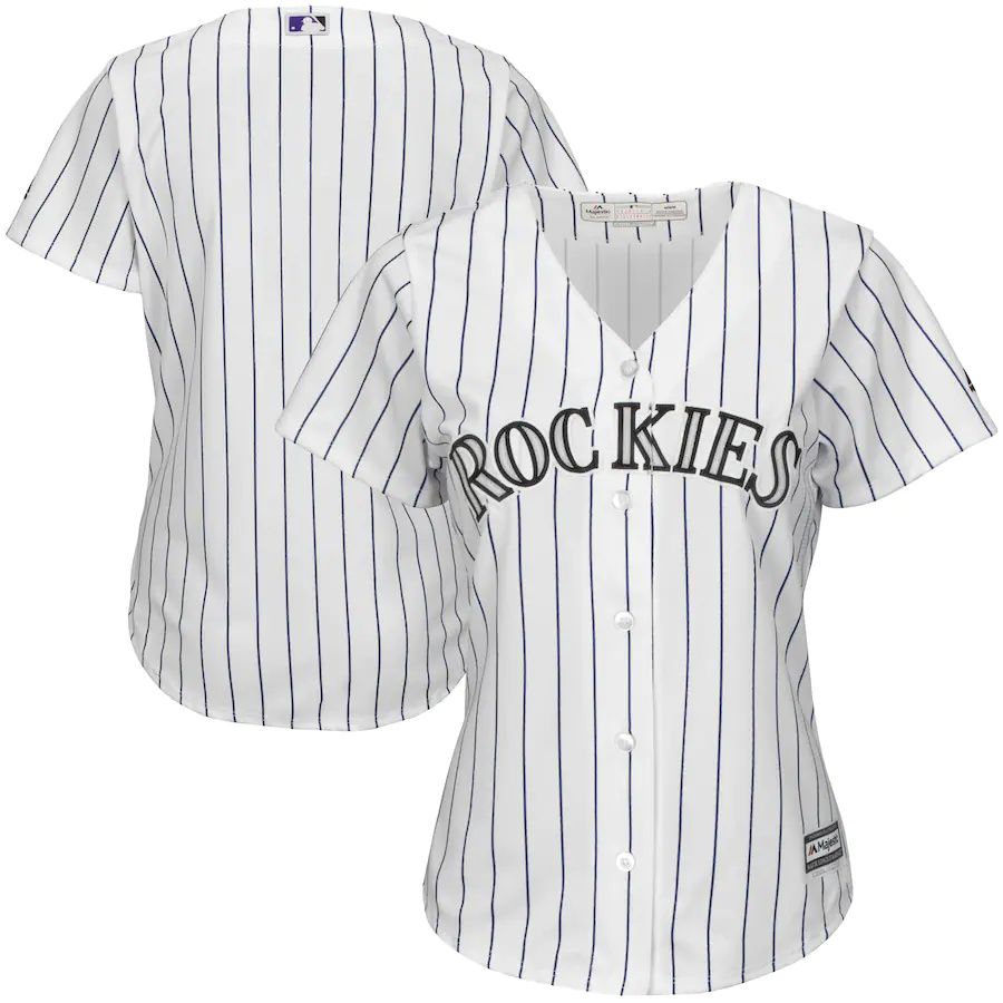 Womens Colorado Rockies Majestic White Purple Home Cool Base Team MLB Jerseys